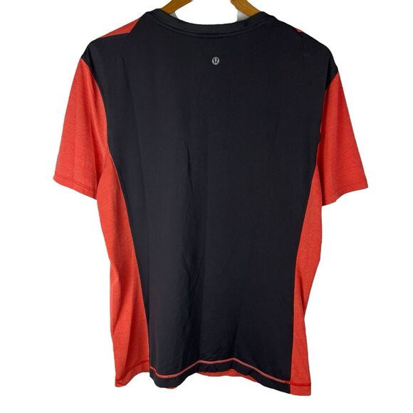Lululemon Mens Sz L Shirt Gym Active Outdoor Hiking Performance Logo Orange Gray - Picture 2 of 3
